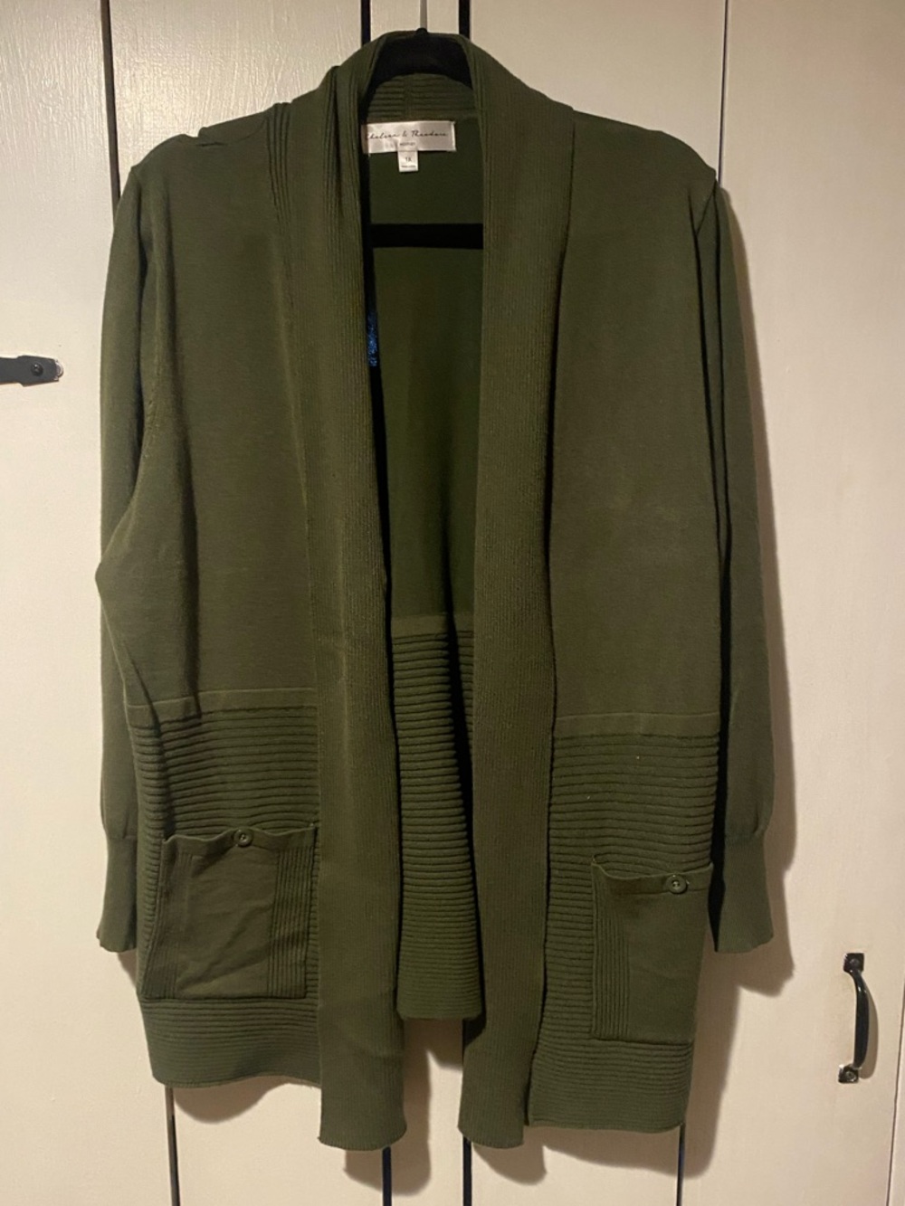 Chelsea & Theodore Olive Green Knit Cardigan
